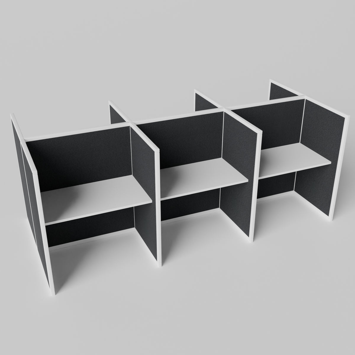 Steelcase Avenir Fabric Panel Workstation - Straight - Set of 6 - White Frame / Black Panel / 53" / 48W x 30D
