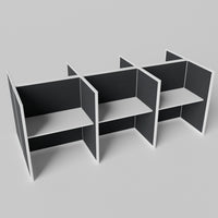 Steelcase Avenir Fabric Panel Workstation - Straight - Set of 6 - White Frame / Black Panel / 53" / 48W x 30D