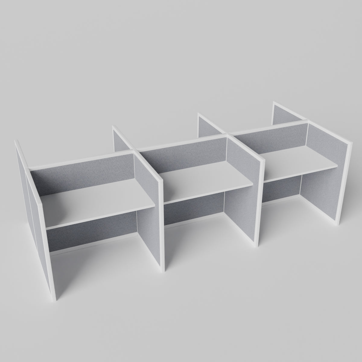 Steelcase Avenir Fabric Panel Workstation - Straight - Set of 6 - White Frame / Gray Panel / 42" / 48W x 30D