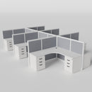 Steelcase Avenir Fabric Panel Workstation - L-Shaped - Set of 6 - White Frame / Gray Panel / 53" / 7' x 7'