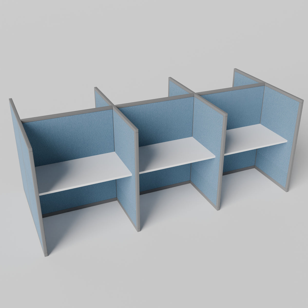 Steelcase Avenir Fabric Panel Workstation - Straight - Set of 6 - Gray Frame / Blue Panel / 53" / 48W x 30D
