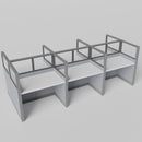 Knoll Reff Glass Panel Workstation - Straight - Set of 6 - Gray Frame / Gray Panel / 65" / 60W x 30D