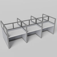 Knoll Reff Glass Panel Workstation - Straight - Set of 6 - Gray Frame / Gray Panel / 65" / 60W x 30D