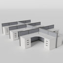 Steelcase Avenir Fabric Panel Workstation - L-Shaped - Set of 6 - Gray Frame / Gray Panel / 42" / 7' x 7'
