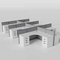 Steelcase Avenir Fabric Panel Workstation - L-Shaped - Set of 6 - Gray Frame / Gray Panel / 42" / 7' x 7'