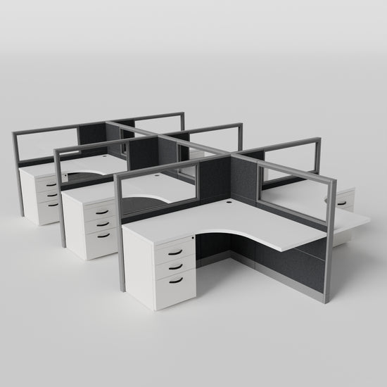 Knoll Reff Glass Panel Workstation - L-Shaped - Set of 6