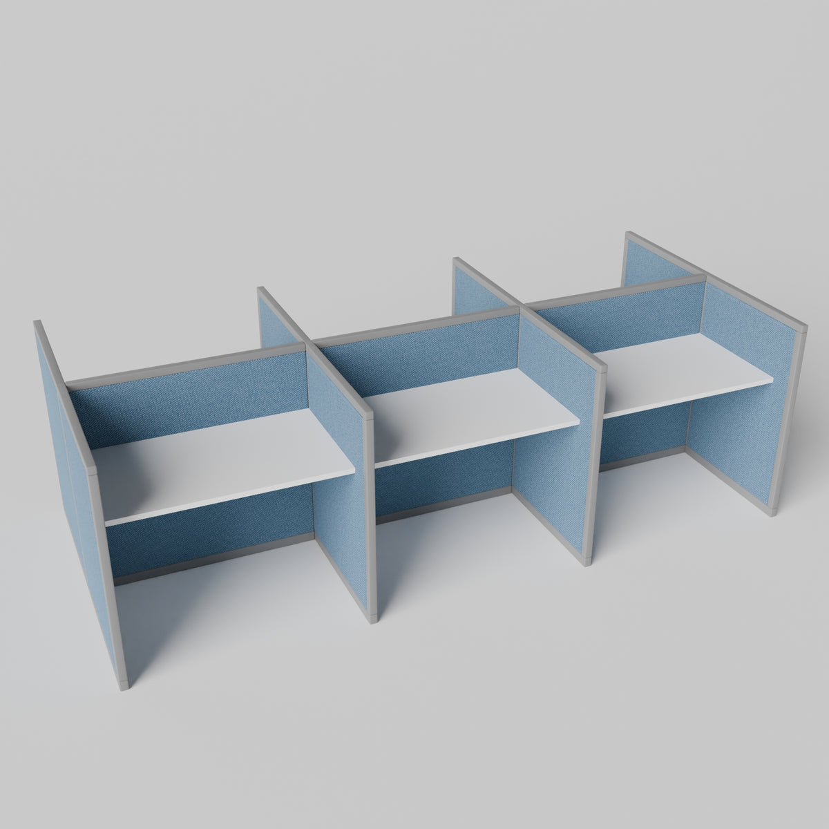 Steelcase Avenir Fabric Panel Workstation - Straight - Set of 6 - Gray Frame / Blue Panel / 42" / 48W x 30D
