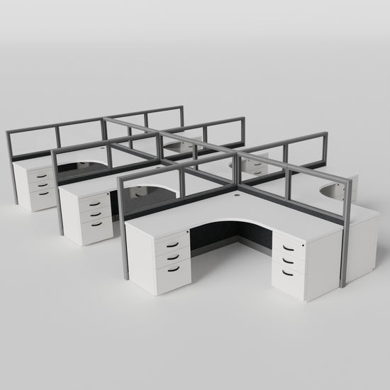 Knoll Reff Glass Panel Workstation - L-Shaped - Set of 6