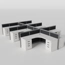 Steelcase Avenir Fabric Panel Workstation - L-Shaped - Set of 6 - Gray Frame / Black Panel / 42" / 7' x 7'