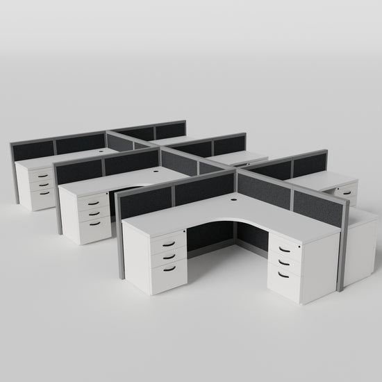 Steelcase Avenir Fabric Panel Workstation - L-Shaped - Set of 6