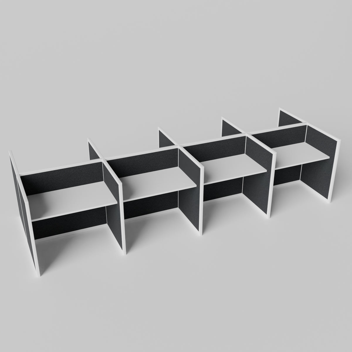 Steelcase Avenir Fabric Panel Workstation - Straight - Set of 8 - White Frame / Black Panel / 42" / 48W x 30D