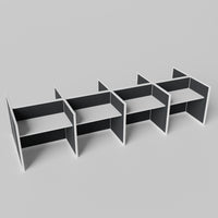 Steelcase Avenir Fabric Panel Workstation - Straight - Set of 8 - White Frame / Black Panel / 42" / 48W x 30D