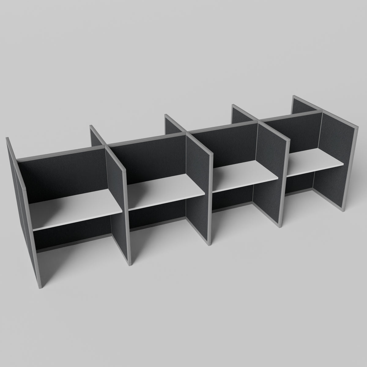 Steelcase Avenir Fabric Panel Workstation - Straight - Set of 8 - Gray Frame / Black Panel / 53" / 48W x 30D
