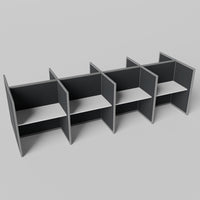 Steelcase Avenir Fabric Panel Workstation - Straight - Set of 8 - Gray Frame / Black Panel / 53" / 48W x 30D