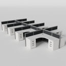 Steelcase Avenir Fabric Panel Workstation - L-Shaped - Set of 8 - Gray Frame / Black Panel / 42" / 7' x 7'