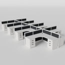 Steelcase Avenir Fabric Panel Workstation - L-Shaped - Set of 8 - White Frame / Black Panel / 42" / 7' x 7'