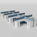 Steelcase Avenir Fabric Panel Workstation - L-Shaped - Set of 8 - Gray Frame / Blue Panel / 42" / 7' x 7'
