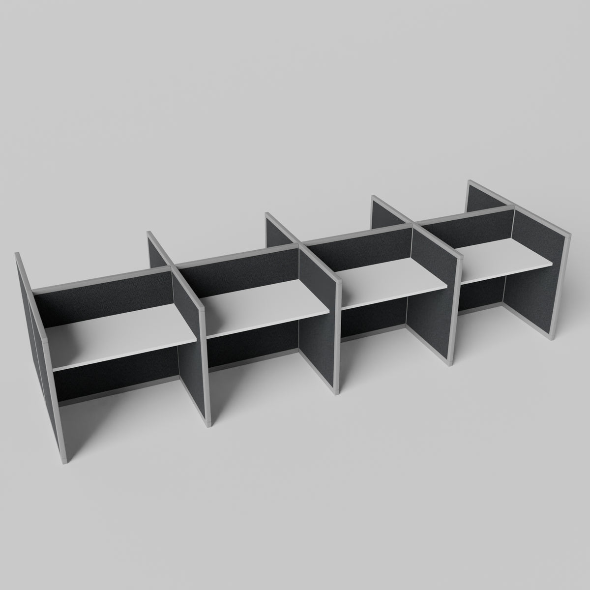Steelcase Avenir Fabric Panel Workstation - Straight - Set of 8 - Gray Frame / Black Panel / 42" / 48W x 30D