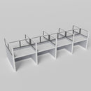Knoll Reff Glass Panel Workstation - Straight - Set of 8 - White Frame / Gray Panel / 65" / 60W x 30D