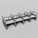 Knoll Reff Glass Panel Workstation - Straight - Set of 8 - Gray Frame / Black Panel / 65" / 60W x 30D