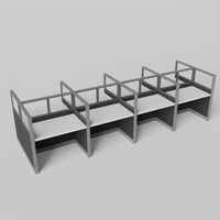 Knoll Reff Glass Panel Workstation - Straight - Set of 8 - Gray Frame / Black Panel / 65" / 60W x 30D
