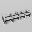 Knoll Reff Glass Panel Workstation - Straight - Set of 8 - White Frame / Black Panel / 65" / 60W x 30D