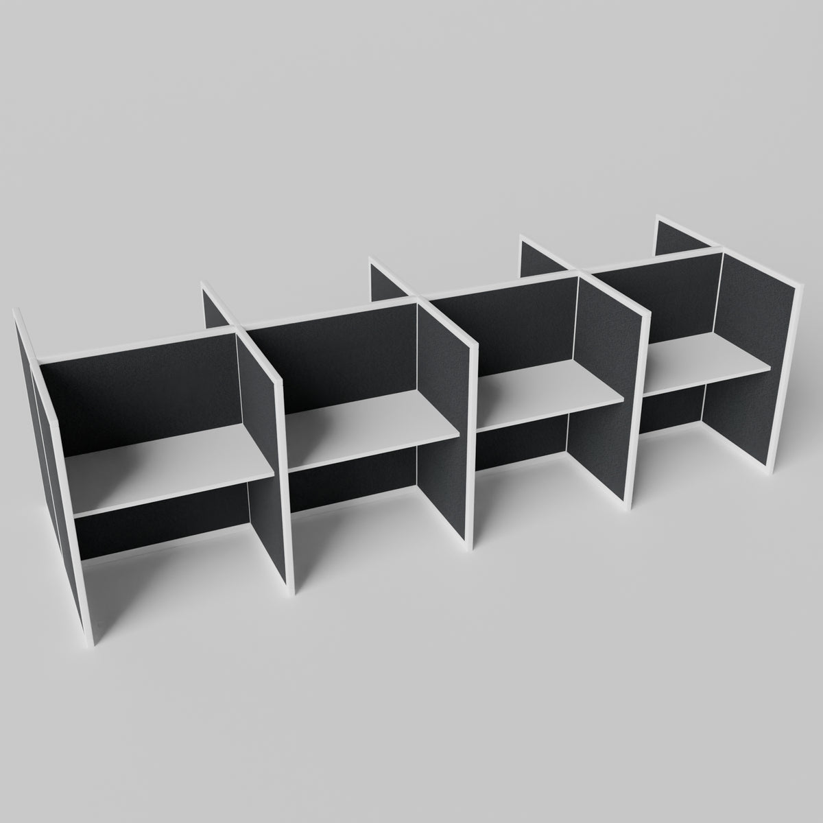 Steelcase Avenir Fabric Panel Workstation - Straight - Set of 8 - White Frame / Black Panel / 53" / 48W x 30D