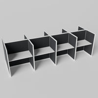 Steelcase Avenir Fabric Panel Workstation - Straight - Set of 8 - White Frame / Black Panel / 53" / 48W x 30D