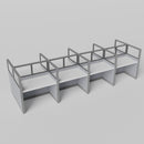 Knoll Reff Glass Panel Workstation - Straight - Set of 8 - Gray Frame / Gray Panel / 65" / 60W x 30D