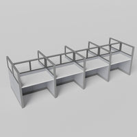 Knoll Reff Glass Panel Workstation - Straight - Set of 8 - Gray Frame / Gray Panel / 65" / 60W x 30D