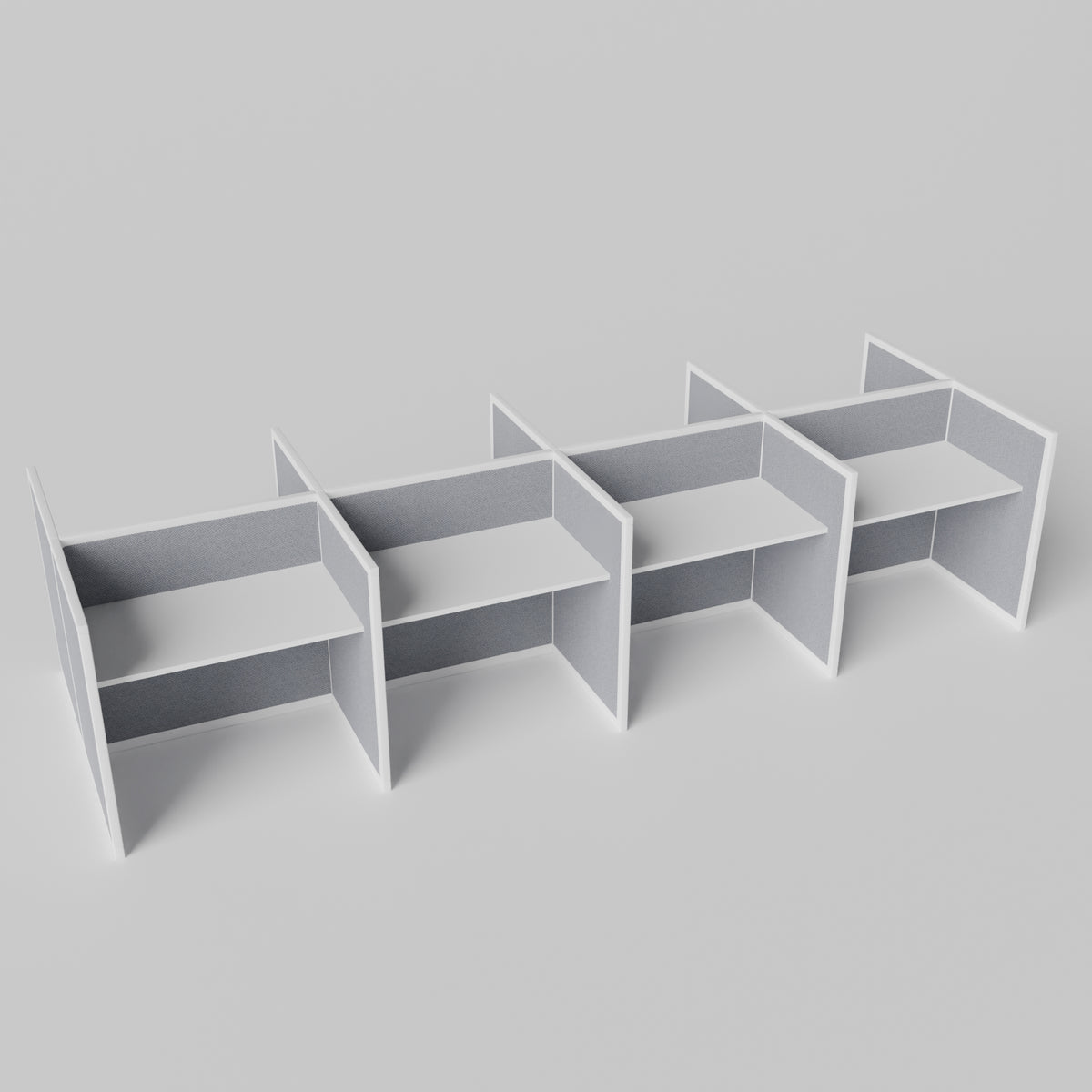 Steelcase Avenir Fabric Panel Workstation - Straight - Set of 8 - White Frame / Gray Panel / 42" / 48W x 30D