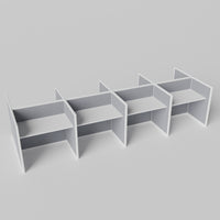 Steelcase Avenir Fabric Panel Workstation - Straight - Set of 8 - White Frame / Gray Panel / 42" / 48W x 30D
