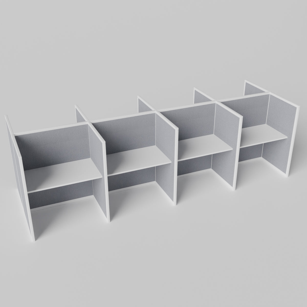 Steelcase Avenir Fabric Panel Workstation - Straight - Set of 8 - White Frame / Gray Panel / 53" / 48W x 30D