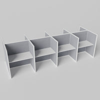 Steelcase Avenir Fabric Panel Workstation - Straight - Set of 8 - White Frame / Gray Panel / 53" / 48W x 30D