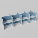 Steelcase Avenir Fabric Panel Workstation - Straight - Set of 8 - White Frame / Blue Panel / 53" / 48W x 30D