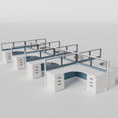 Knoll Reff Glass Panel Workstation - L-Shaped - Set of 8 - White Frame / Blue Panel / 50" / 6' x 6'