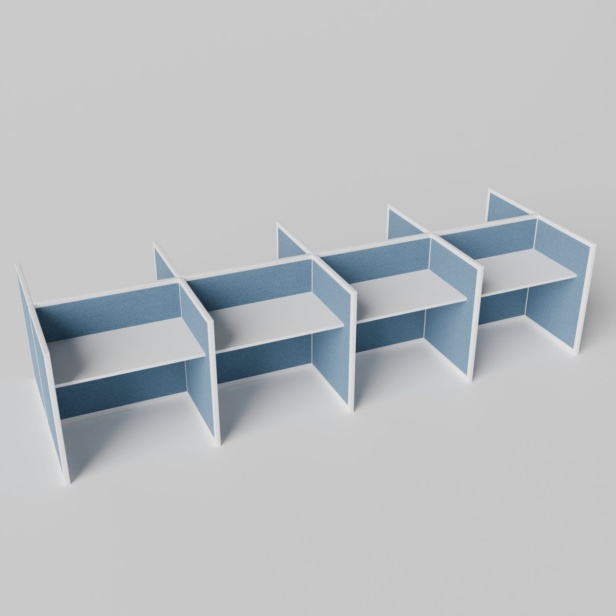 Steelcase Avenir Fabric Panel Workstation - Straight - Set of 8 - White Frame / Blue Panel / 42" / 48W x 30D