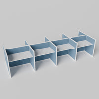 Steelcase Avenir Fabric Panel Workstation - Straight - Set of 8 - White Frame / Blue Panel / 42" / 48W x 30D