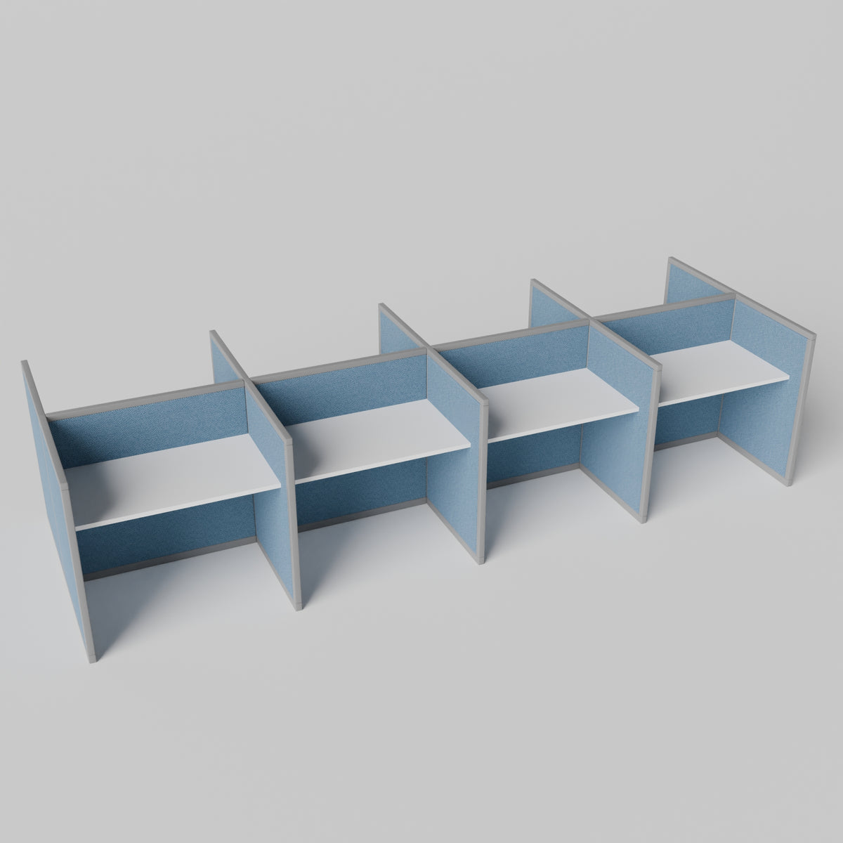 Steelcase Avenir Fabric Panel Workstation - Straight - Set of 8 - Gray Frame / Blue Panel / 42" / 48W x 30D