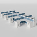 Steelcase Avenir Fabric Panel Workstation - L-Shaped - Set of 8 - White Frame / Blue Panel / 42" / 7' x 7'