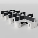 Steelcase Avenir Fabric Panel Workstation - L-Shaped - Set of 8 - White Frame / Black Panel / 53" / 7' x 7'