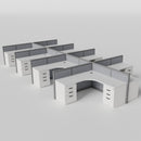 Steelcase Avenir Fabric Panel Workstation - L-Shaped - Set of 8 - Gray Frame / Gray Panel / 42" / 7' x 7'