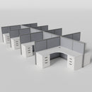 Steelcase Avenir Fabric Panel Workstation - L-Shaped - Set of 8 - Gray Frame / Gray Panel / 53" / 7' x 7'