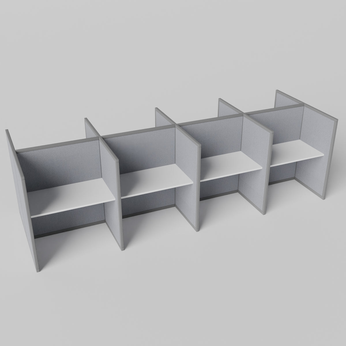 Steelcase Avenir Fabric Panel Workstation - Straight - Set of 8 - Gray Frame / Gray Panel / 53" / 48W x 30D