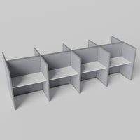Steelcase Avenir Fabric Panel Workstation - Straight - Set of 8 - Gray Frame / Gray Panel / 53" / 48W x 30D