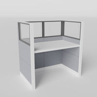 Allsteel Frameless Glass / Tackboard Cubicles — U-Shaped