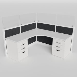Allsteel Glass Fabric Cubicles — U-Shaped