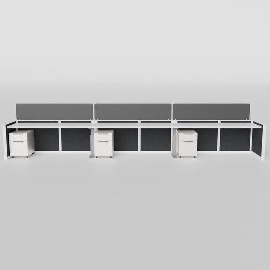 Allsteel Open Benching — Frameless Glass Partitions — Straight